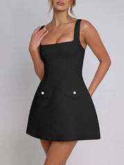 Elegant Square Neck Bodycon Dress