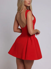 Elegant Open Back Ruched Mini Dress