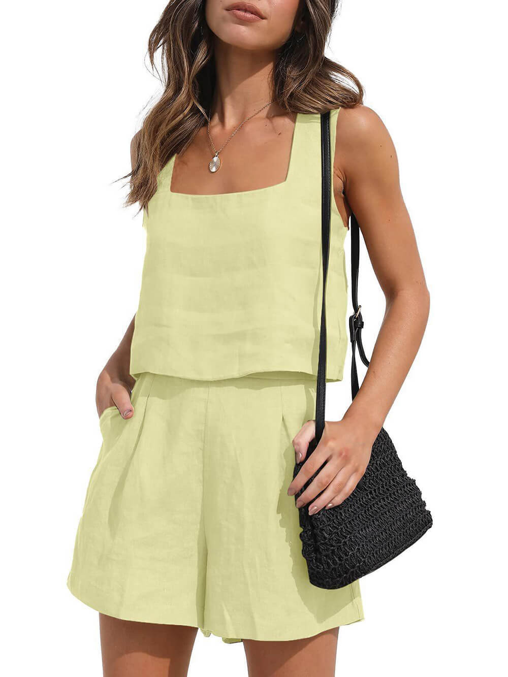 Sleeveless Top Casual Shorts Set