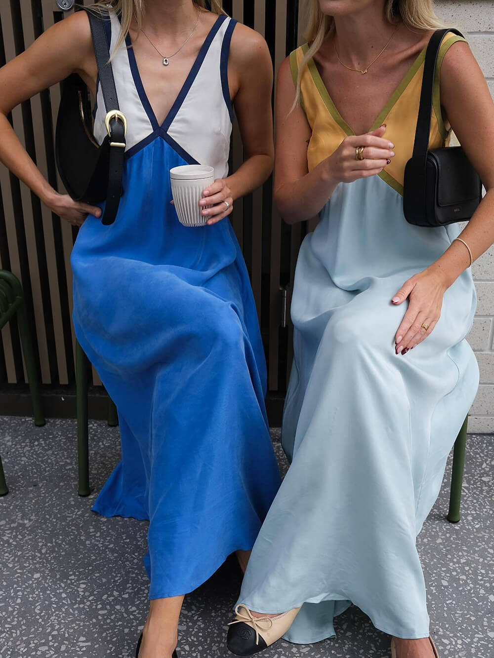 Fashion V-Neck Sleeveless Colorblock Flared Dress
