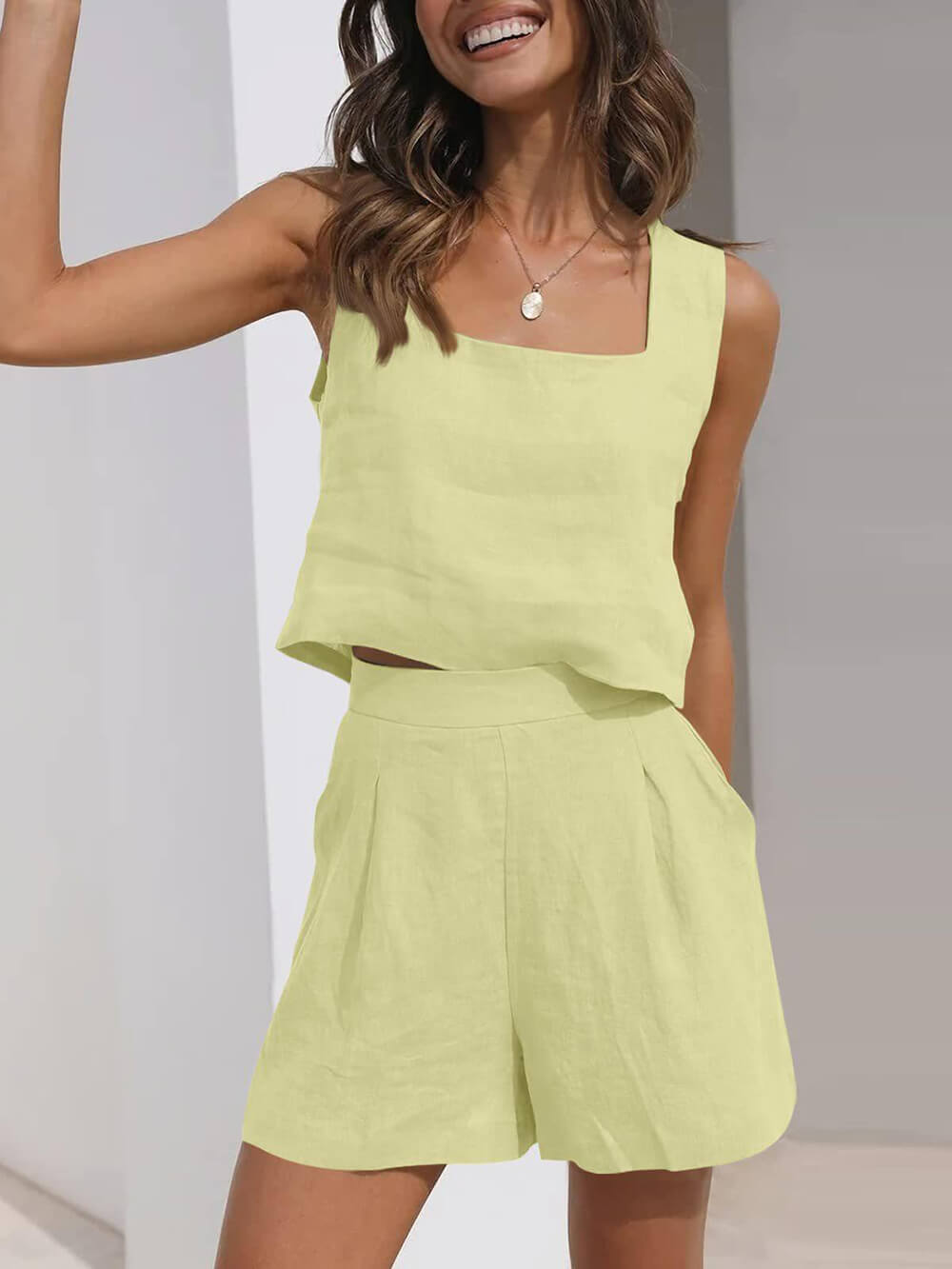 Sleeveless Top Casual Shorts Set