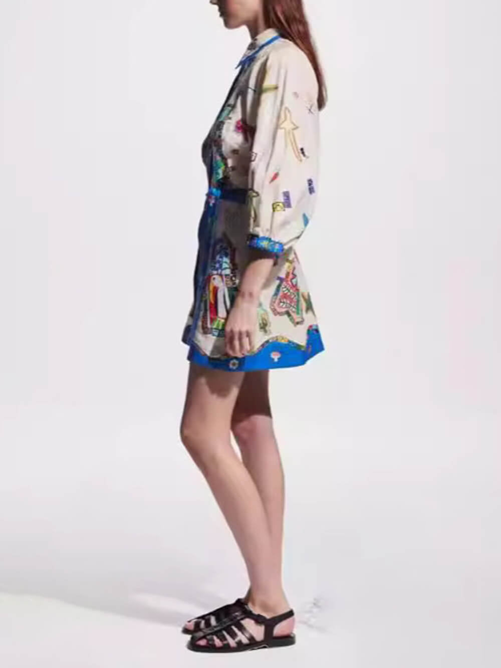 Print Tie Short Sleeve Fashionable Dress