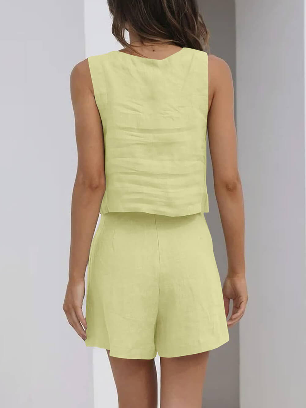 Sleeveless Top Casual Shorts Set