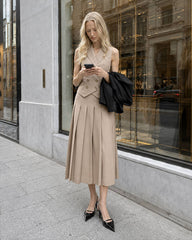 Elegant Spliced Tunic Skirt Two Piece Set