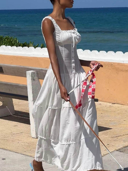 French-Inspired Square Neck Bodycon Cami Dress