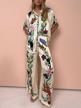 Satin Print Wide Leg Pants