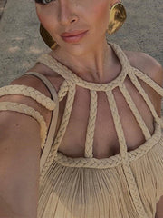 Draped Braids Cover Up Dress