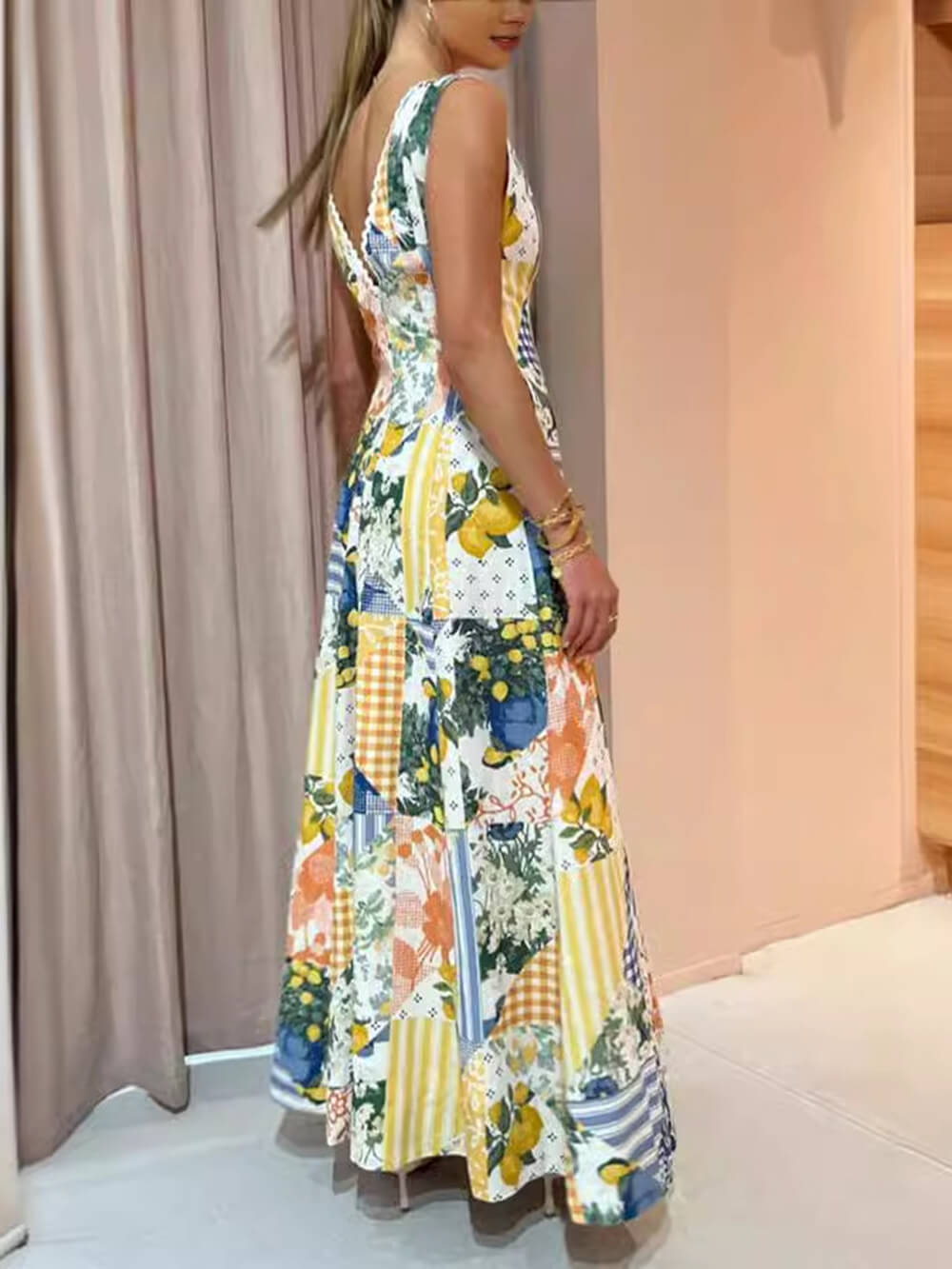 Casual Printed Sleeveless Floral Dress