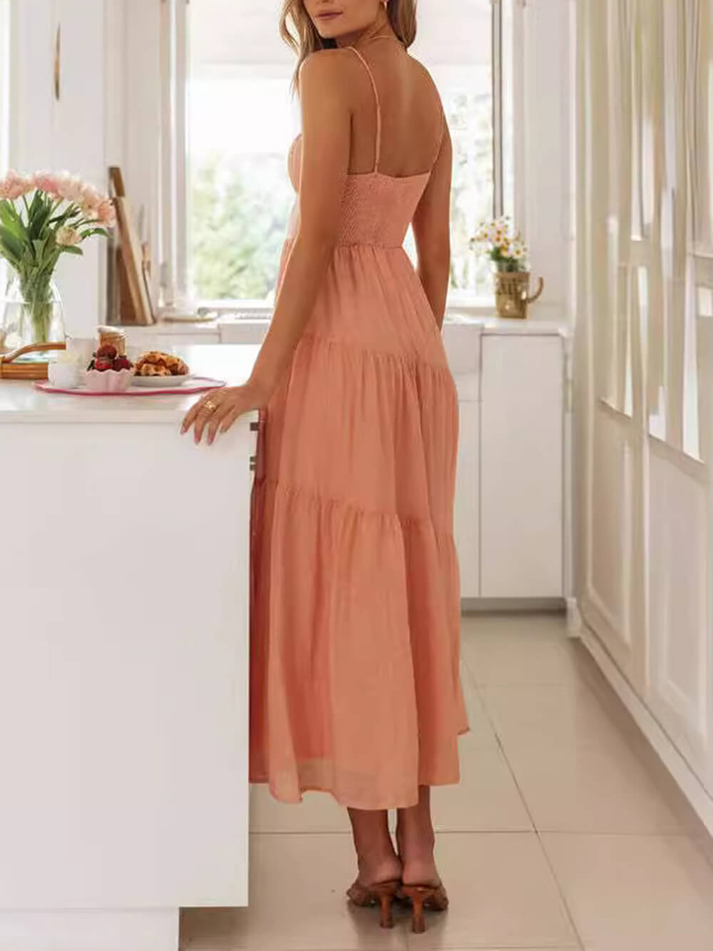 Backless Lace-Up Sleeveless Patchwork Dress