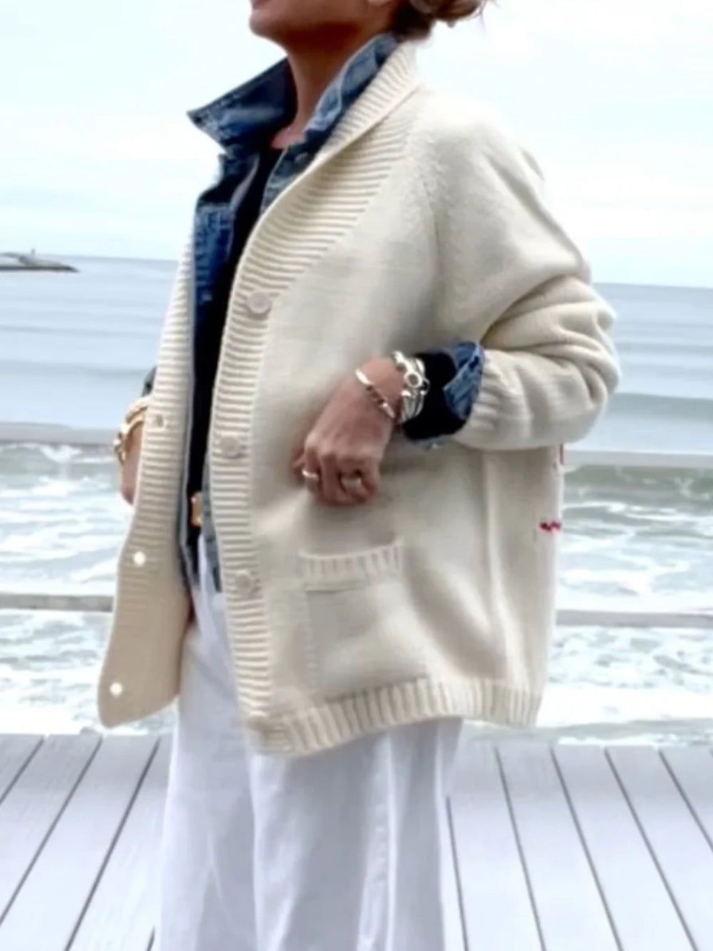 Lobster Graphic Cardigan Sweater