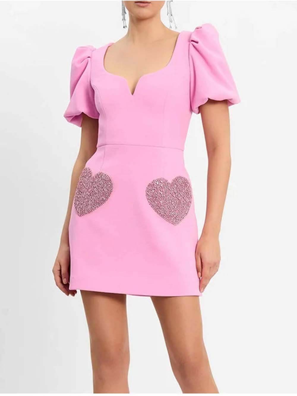Elegant Sweet Puff Sleeve Sequin Evening Dress