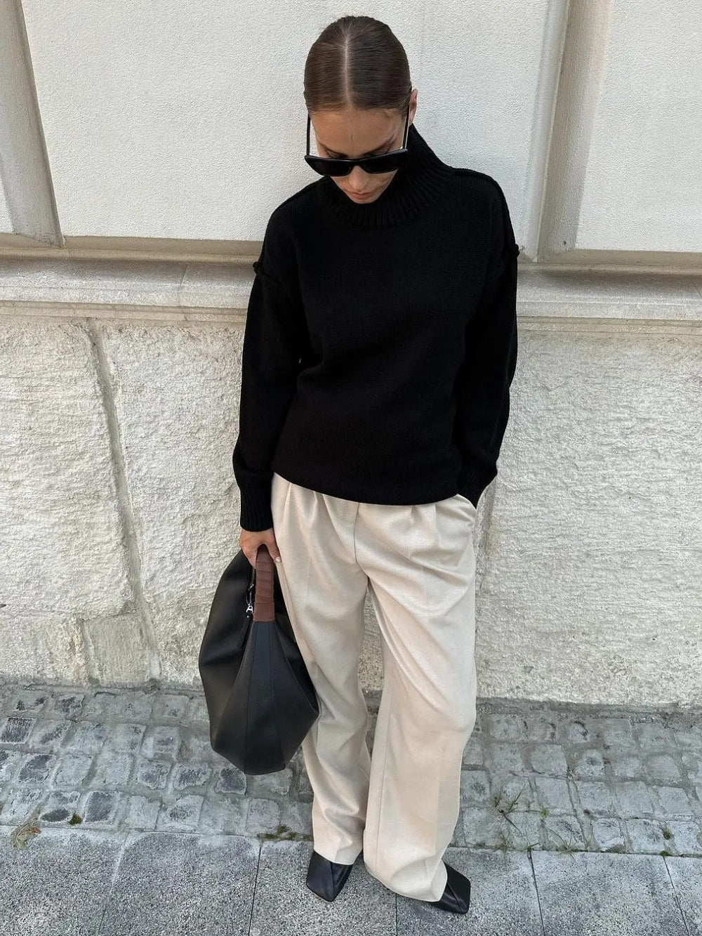 Bornladies Solid Turtleneck Sweater