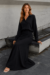 Elegant Creative Street Style Solid Long Sleeve Shirtdress Two Piece Set