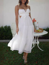 V-Neck Sleeveless Colorblock A-Line Maxi Dress