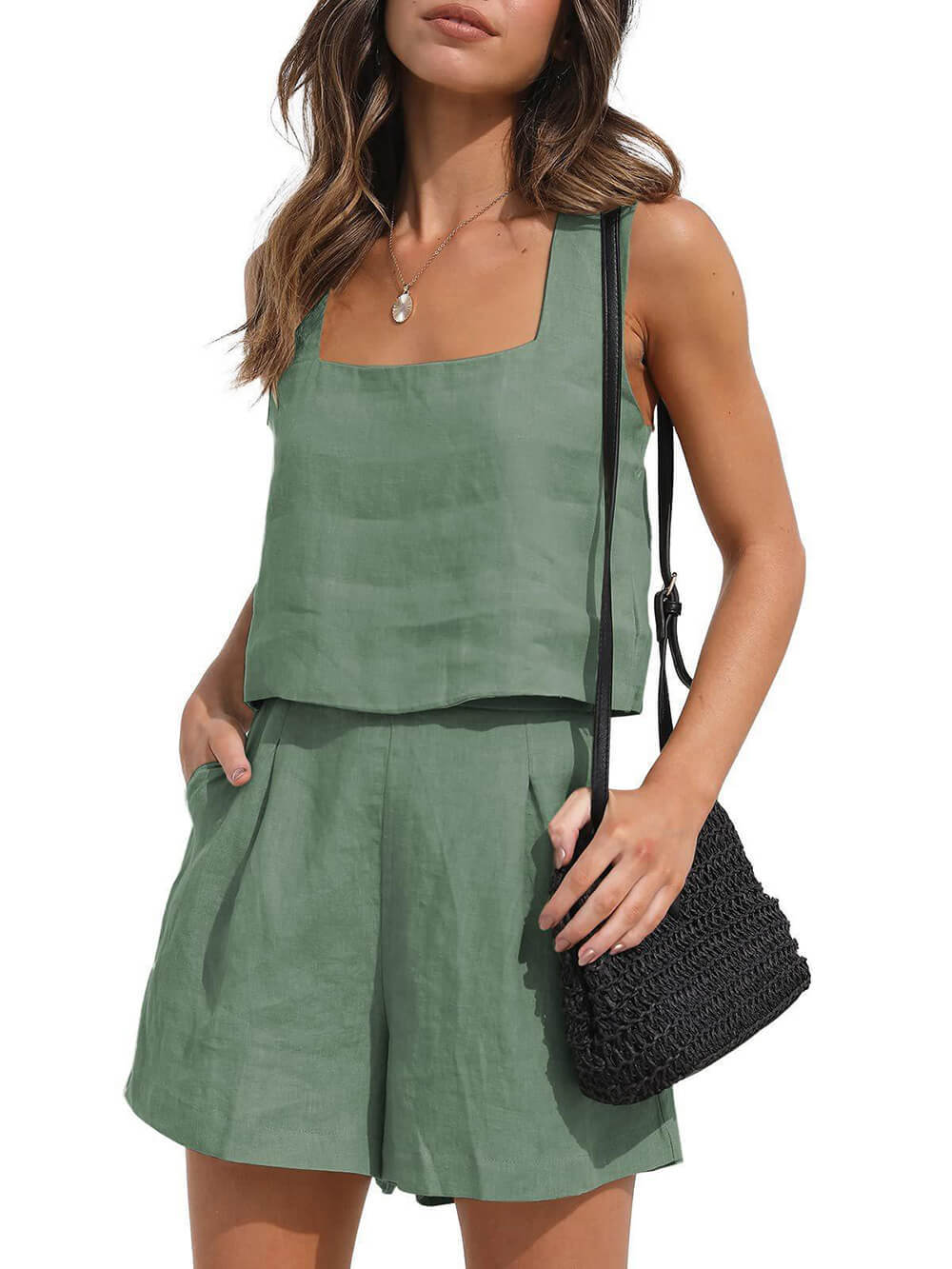 Sleeveless Top Casual Shorts Set