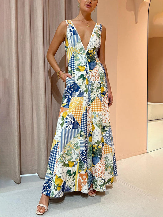 Casual Printed Sleeveless Floral Dress