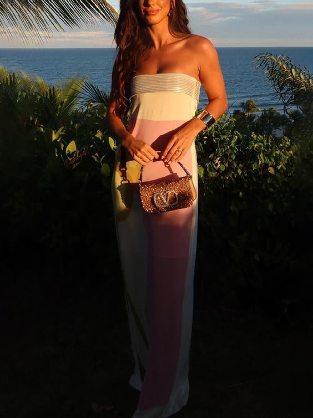 Print Strapless Dress