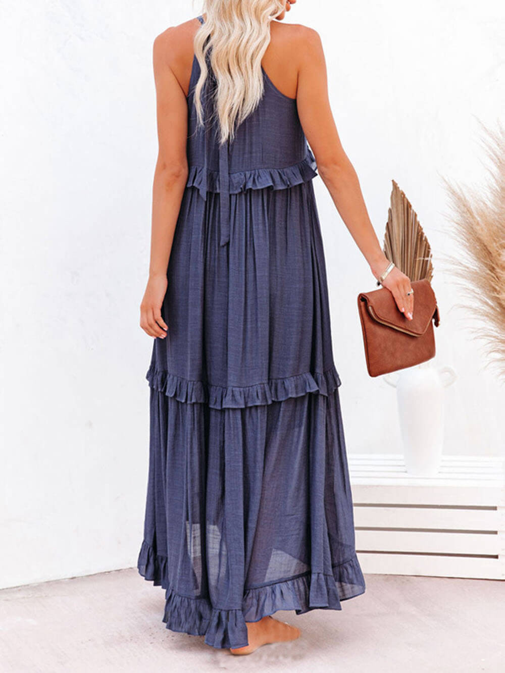 Elegant Floor-Length Tiered Cake Dress