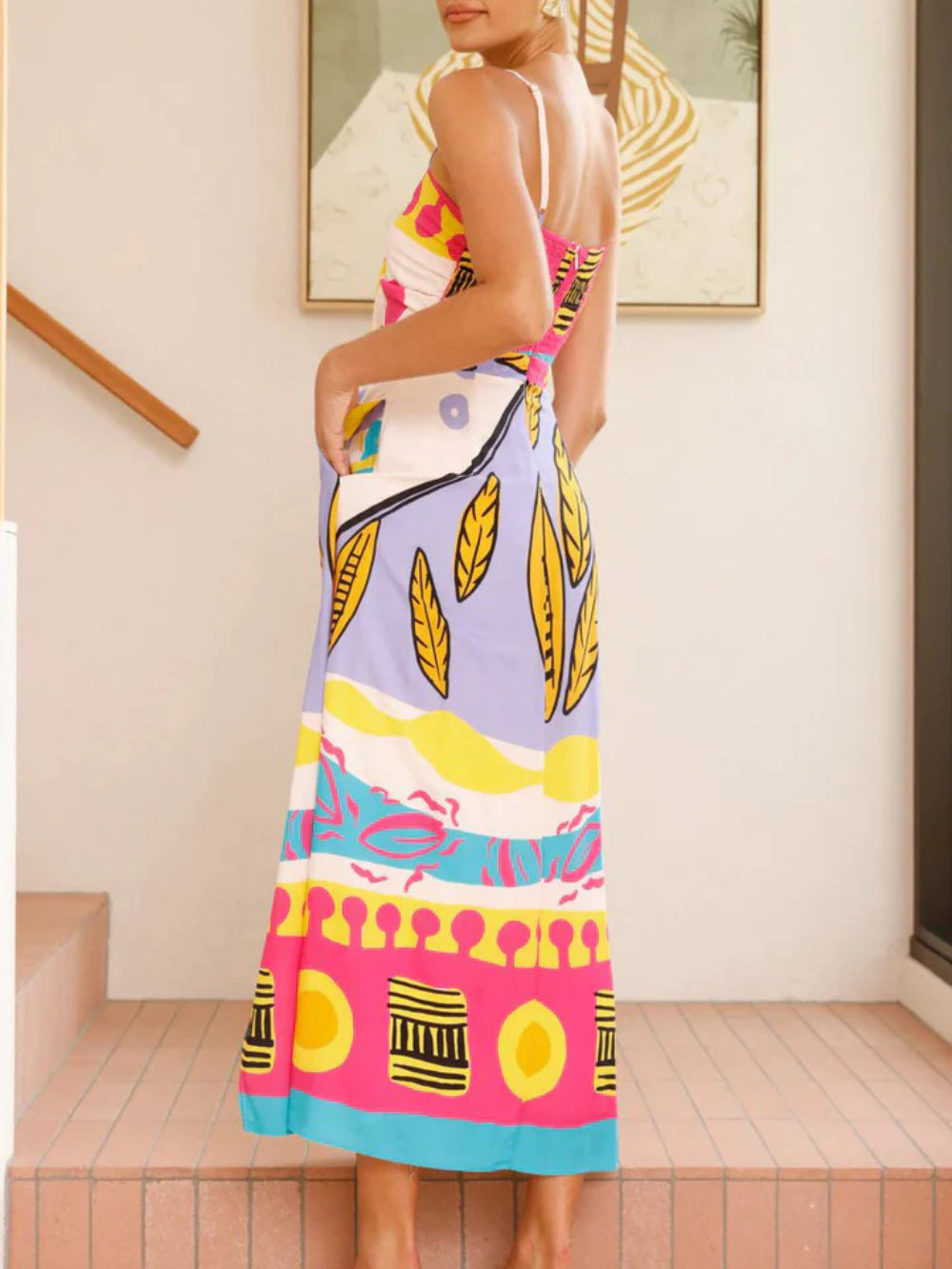 Bow Tie Sleeveless Slit Midi Dress