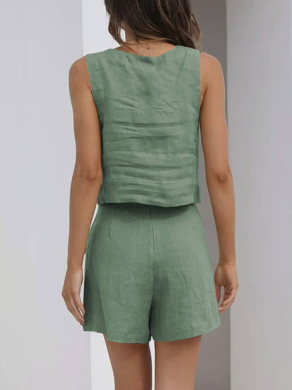 Sleeveless Top Casual Shorts Set