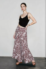 Elegant Zebra Print Umbrella Vacation Skirt