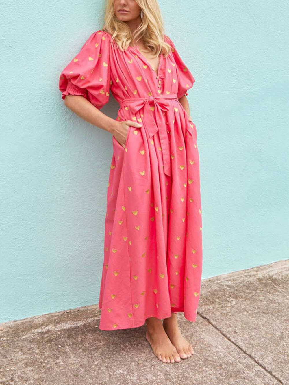 Printed Cardigan Short Sleeve Oversized Dress