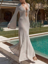 Vacation Side Slit Hollow Knit Dress