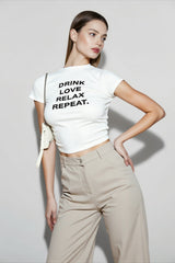 Letter Print Crop T-shirts