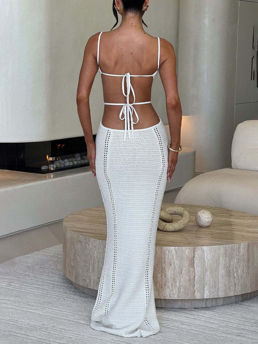 Backless Wrap Chest Midi Dress