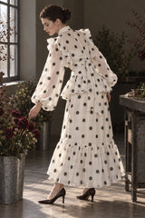 Sheer Polka Dot Long Sleeve Maxi Dress
