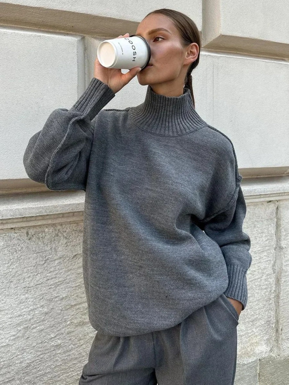 Bornladies Solid Turtleneck Sweater