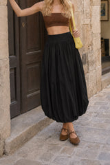 Pocket Smocked Elastic Waist Lantern Skirt