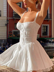 Lace A-Line Hem Mini Dress