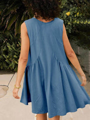 Chic Deep V Wide Strap Tank Dress