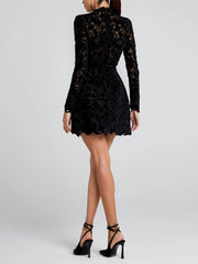 Elegant Sophisticated Lace Detail Mini Dress