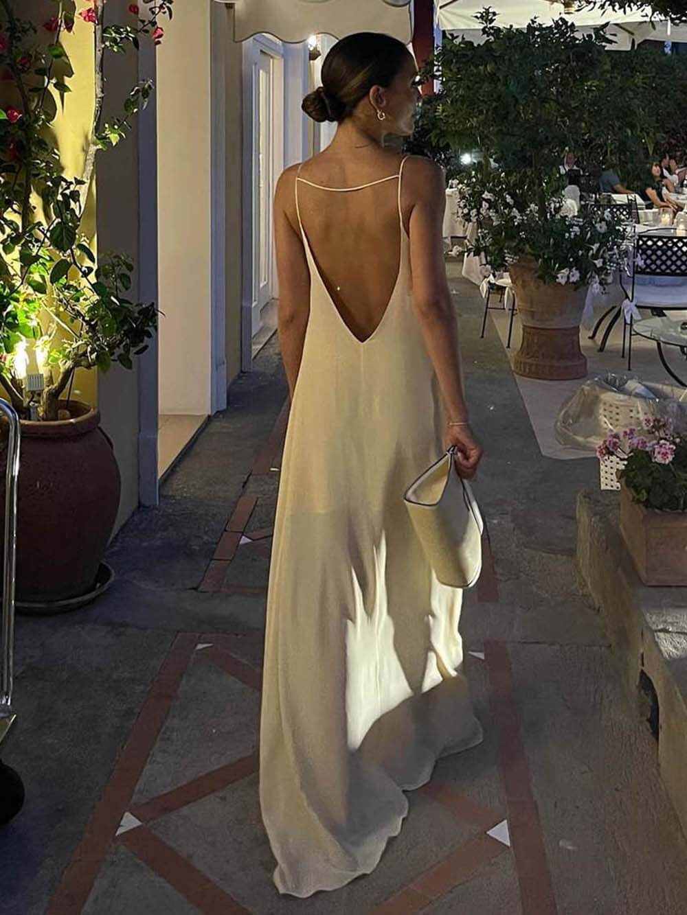 Satin Cami Backless Dress
