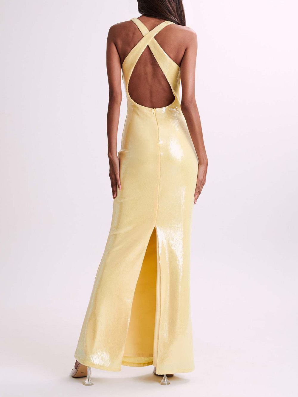 Floral Sequin Strapless Evening Gown