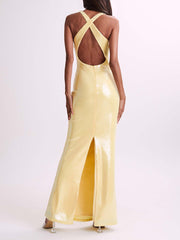 Floral Sequin Strapless Evening Gown