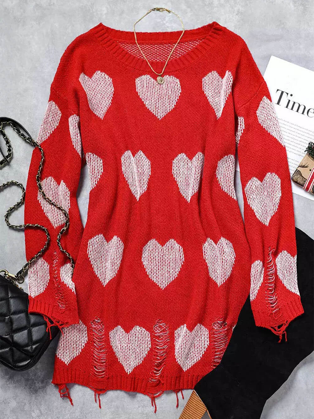 Hollow Heart Knit Dress