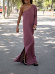 One Shoulder Side Statement Maxi Dress
