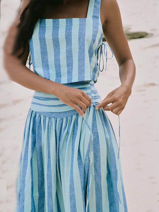 Lace-Up Tank & Midi Skirt Set