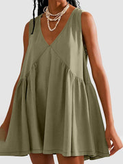 Chic Deep V Wide Strap Tank Dress