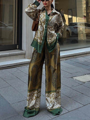 Paisley Print Elastic Waist Pants