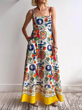 Trendy Graffiti Print Sleeveless Flared Dress