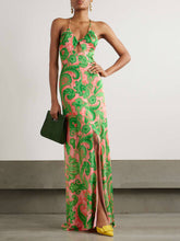 Fashion Green Floral Maxi Dress