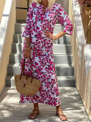 V-Neck Bohemian Print Maxi Dress