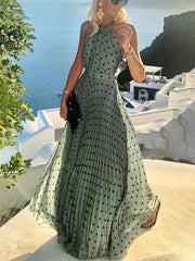 Round Neck Sleeveless Pleated Floral Dress