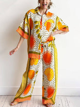 Satin Sun Print Oversized Shirt