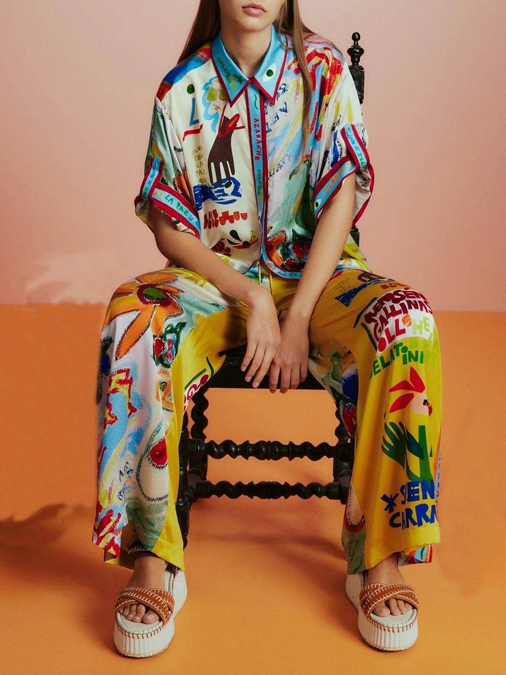 Printed Short Sleeve Loose Shirt