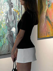 Colorblock Mock Neck Half Sleeve Bodycon Dress